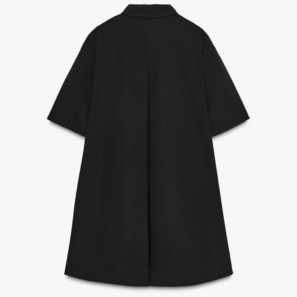 ZARA Short black poplin dress, ZW collection M NWT - Picture 7 of 12